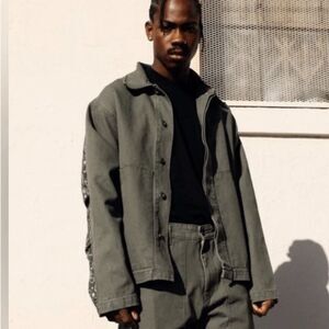 NWT HSTRY By NAS Men’s Olive Green & Paisley Cargo Duck Canvas Denim Jacket - S